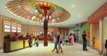 Concept Art, das das Schnellreaturant Centertown Market zeigt Concept Art, das das Schnellreaturant Centertown Market zeigt