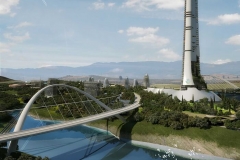 Brücke über den Guadiana, die urbanen Bereich und Freizeitbereich von Elysium City verbindet
