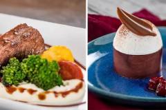 Links: In Rotwein geschmortes Rinderrippchen mit Pastinakenpüree, Broccolini, Babytomaten und gereiftem Balsamico - rechts: Schwarzwälder Kirschtorte: Schokoladenmousse mit Sauerkirschen und Schlagsahne