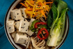 Ramen with Tofu, Shiitake Mushrooms, Pickled Carrots and Daikon Radish