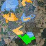 Landkarte mit Gebieten, die bis 2020 bebaut sein sollen