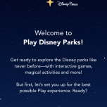 Begrüßung in der Play Disney Parks app