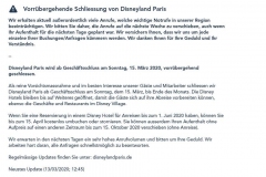 Statement Disneyland Paris zur Schließung wegen Corona