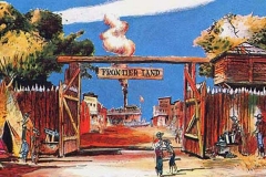 Konzeptzeichnung des Eingangs zu Frontierland im Disneyland Paris durch Fort Comstock