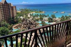 Ausblick vom Balkon auf die Anlage von Aulani