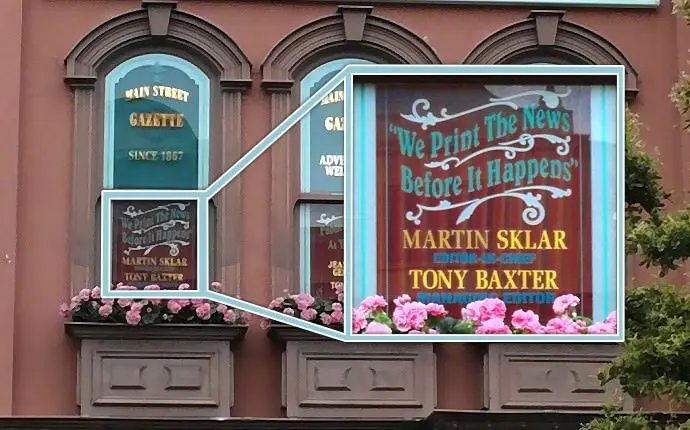 Fenster in der Main Street U.S.A. mit Marty Sklar und Tony Baxter