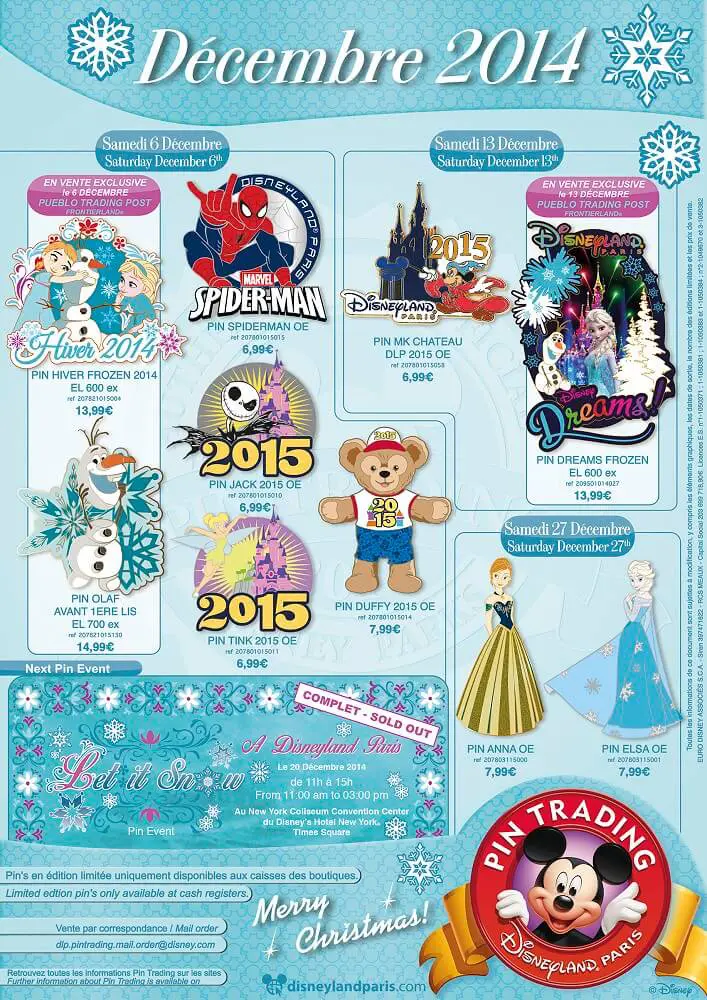 Dezember 2014 Pin Trading Disneyland Paris