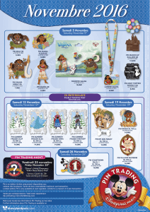 Die neuen Pins, die im Disneyland Paris im November 2016 erscheinen