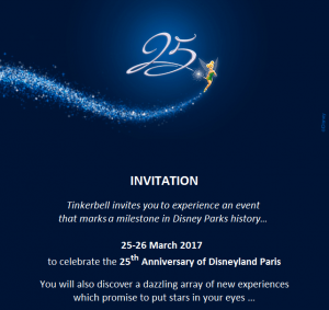 Einladung zum Presse-Event des Disneyland Paris zum 25. Geburtstag