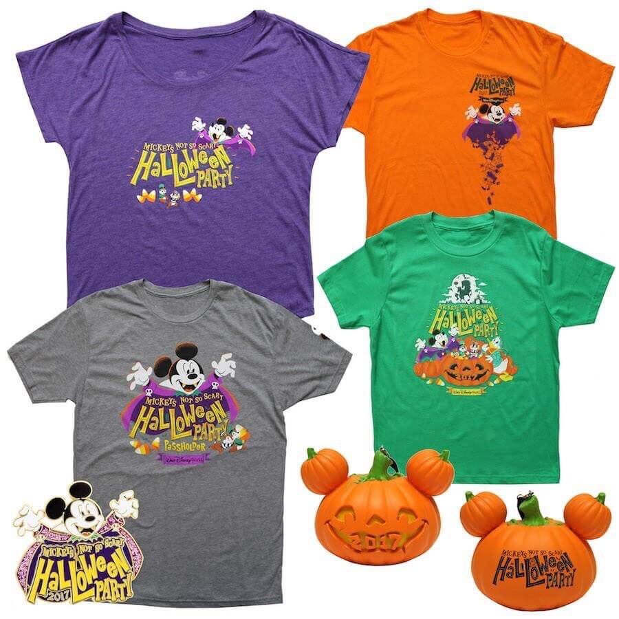 T-Shirts, Pin und leuchtendes Kürbis Ornament mit dem Halloween-Logo 2017