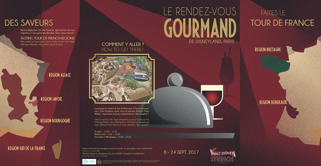Flyer zum French Food & Wine Festival Rendez-vous Gourmande im Disneyland Paris