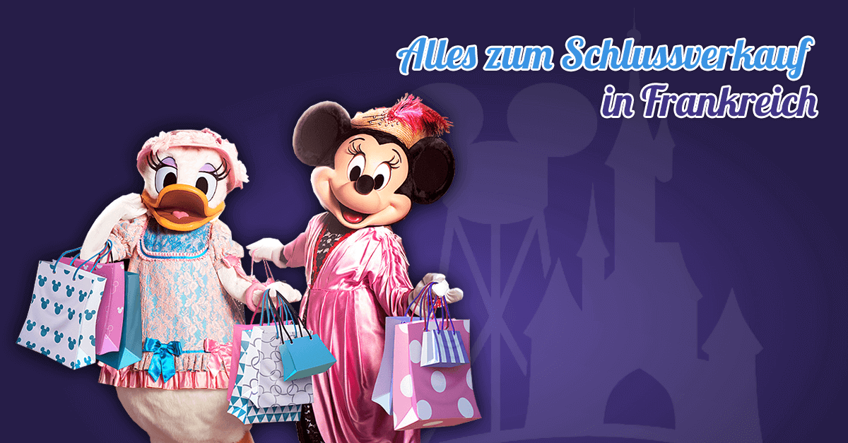 Daisy und Minnie shoppen im Disneyland Paris beim Schlussverkauf (Soldes / Sale) in Frankreich