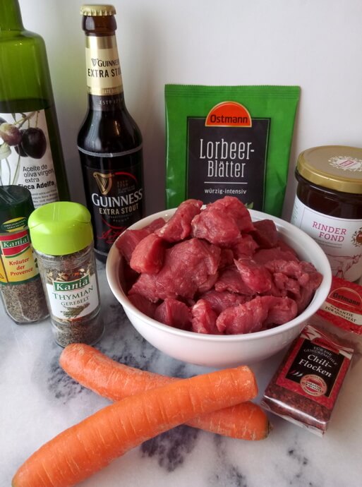 Guinness Stew - Zutaten Zutaten für den Guinness Stew