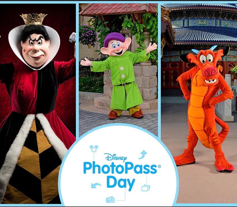 Herzkönigin, Sleepy & Mushu mit PhotoPass Logo
