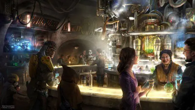 Oga's Cantina Konzeptzeichnung intergalaktische Bar im neuen Star Wars Land des Walt Disney World