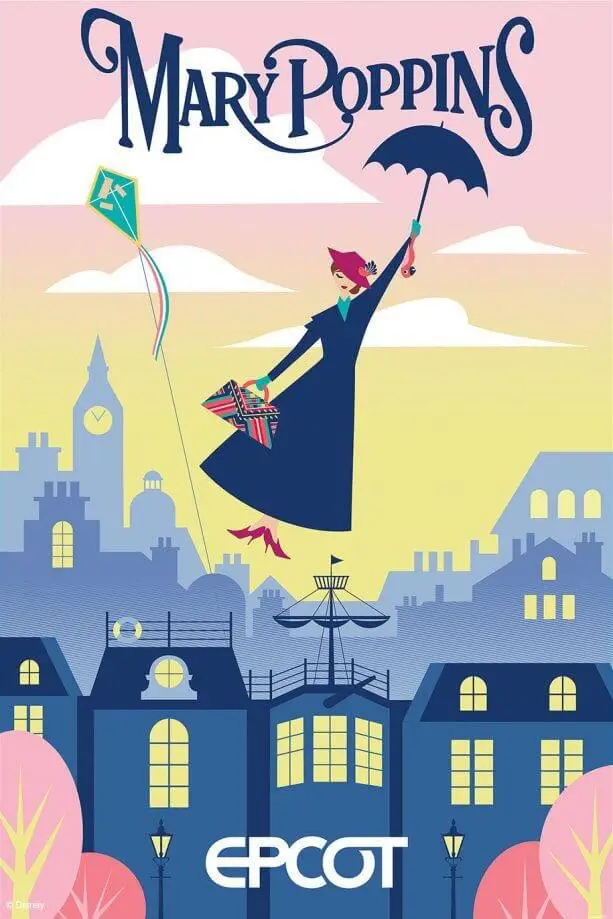 Plakat für Mary Poppins Attraktion Concept Art für Mary Poppins Attraktion in Epcot