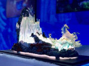 Model des Frozen-Paradewagen, der beleuchtet werden kann