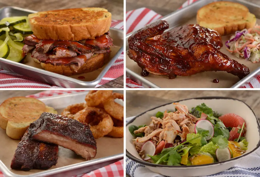 Smokehouse-Gerichte vier verschiedene Gerichte aus dem neuen Smokehouse in Epcot
