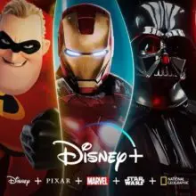 Werbeplakat mit Disney+ Inhalten