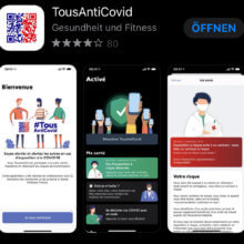 Screenshot aus dem Apple App Store mit dem Bild der Corona App