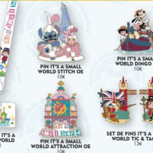 Ein Lanyard und mehrere Pins zur Attraktion It's a small world