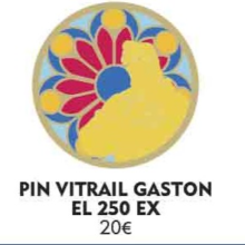 Drei Pins im Stil von Buntglasfenstern und Gaston Silhouette