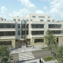 Concept Art des Gebäudes des Medic Global Zentrums für das Val d'Europe
