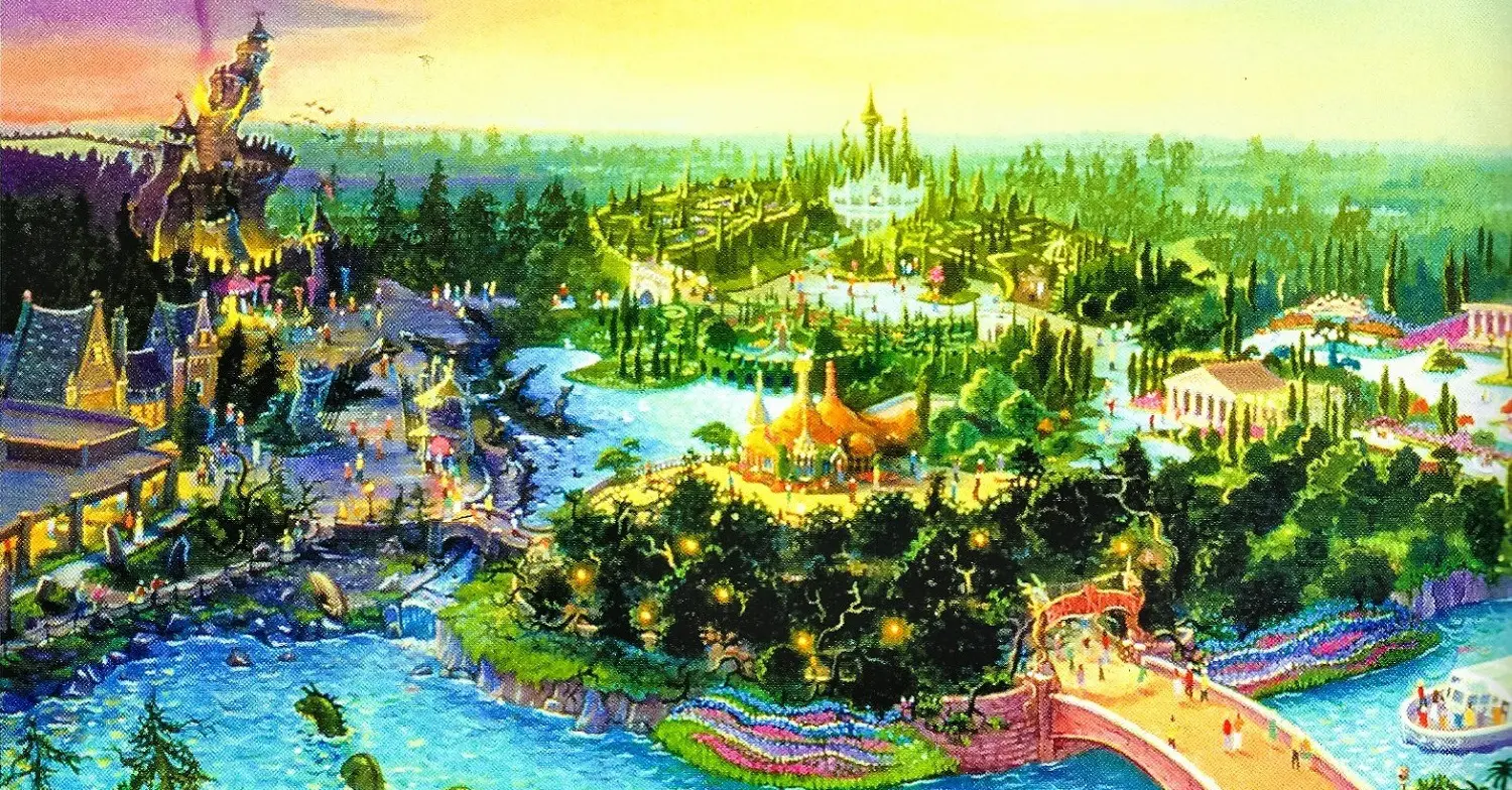 Beastly Kingdom Concept Art Bunte Konzeptzeichnung zum nie entstandenen Disney Park Beastly Kingdom