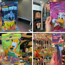 Abgepackte Süßigkeiten in Verpackungen mit Disneymotiven