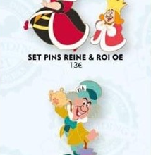 Unterschiedliche Pins mit Charakteren aus dem Disneyklassiker Alice im Wunderland