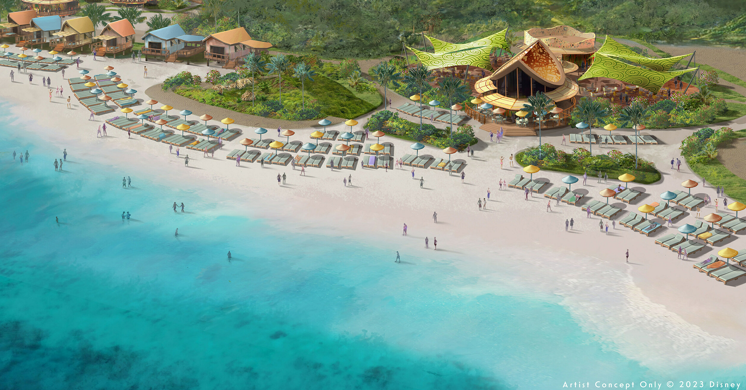 Konzeptzeichnung für das neue Disney Cruise Line Reiseziel Lighthouse Point auf den Bahamas