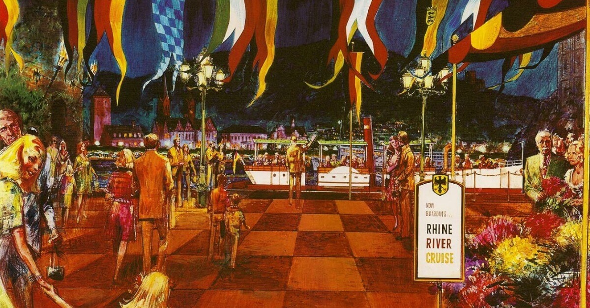 Konzeptzeichnung für die einst geplante Rhine River Cruise im Deutschland-Pavillon in Epcot
