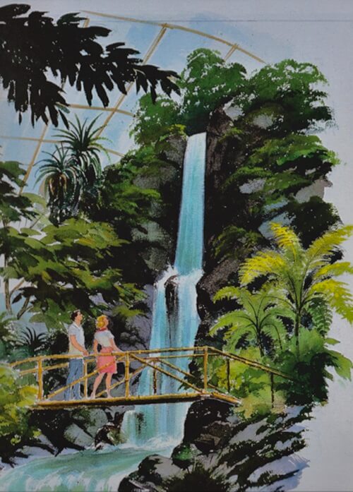 Costa-Rica-Pavillon Konzeptzeichnung Wasserfall