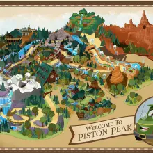 Der Piston Peak National Park als Zeichnung im Stil von Cars