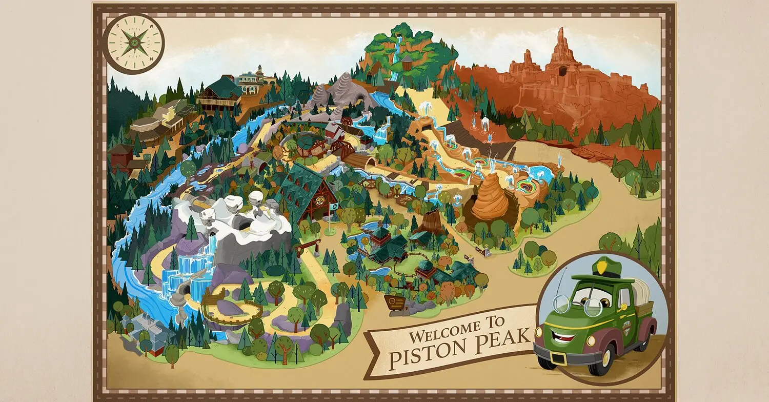 Der Piston Peak National Park als Zeichnung im Stil von Cars