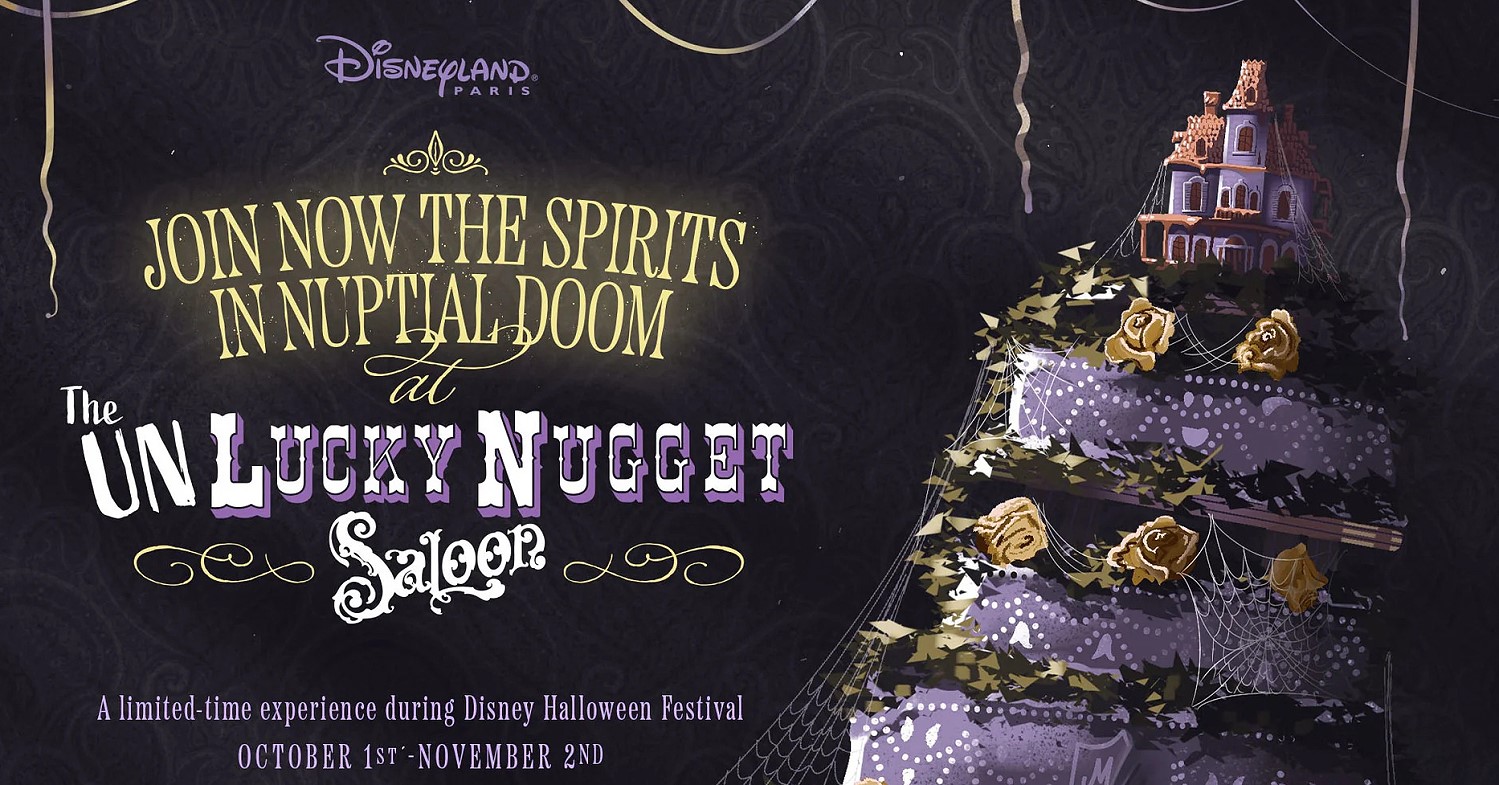Werbegrafik für den Unlucky Nugget Saloon zur Halloweensaison in Disneyland Paris