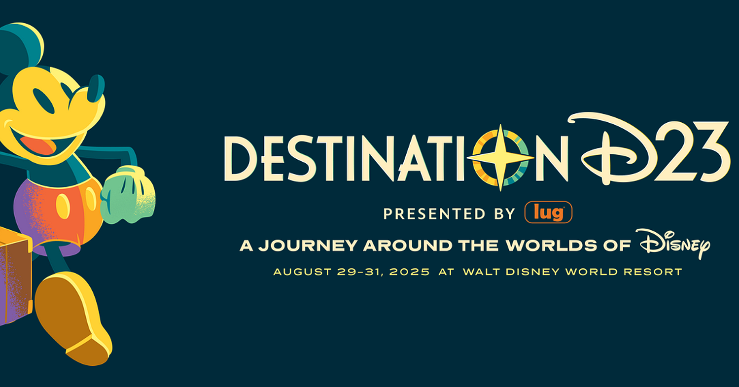 Destination D23 Plakat Werbeplakat zur Destination D23 mit Mickey Mouse am linken Rand