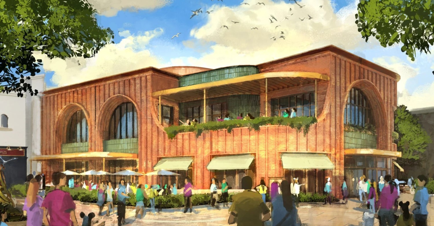 Konzeptzeichnung des zukünftigen Casa Giulia Restaurants im Disney Village