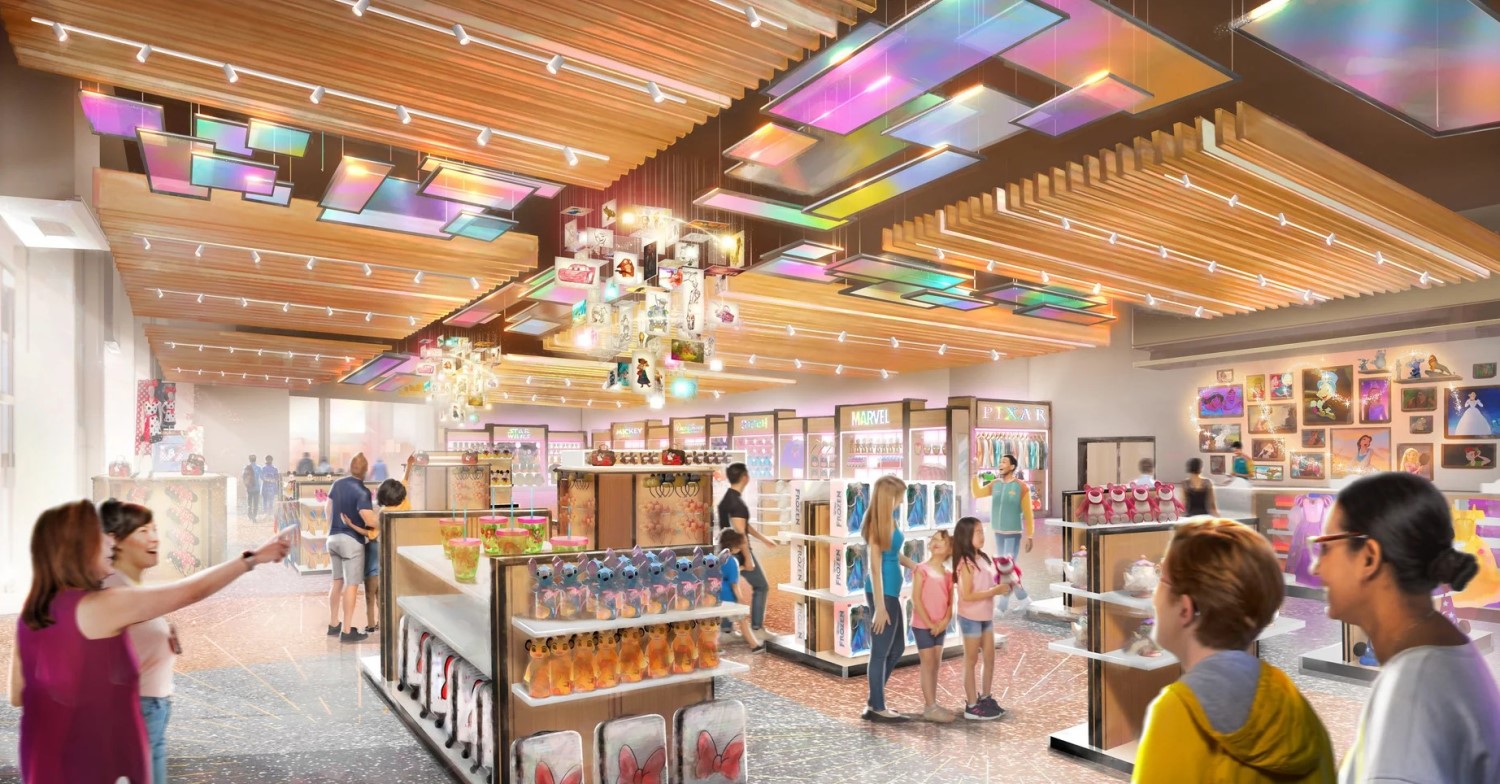 Konzeptvisualisierung des neuen  Disney Wonder Stores im Disney Village