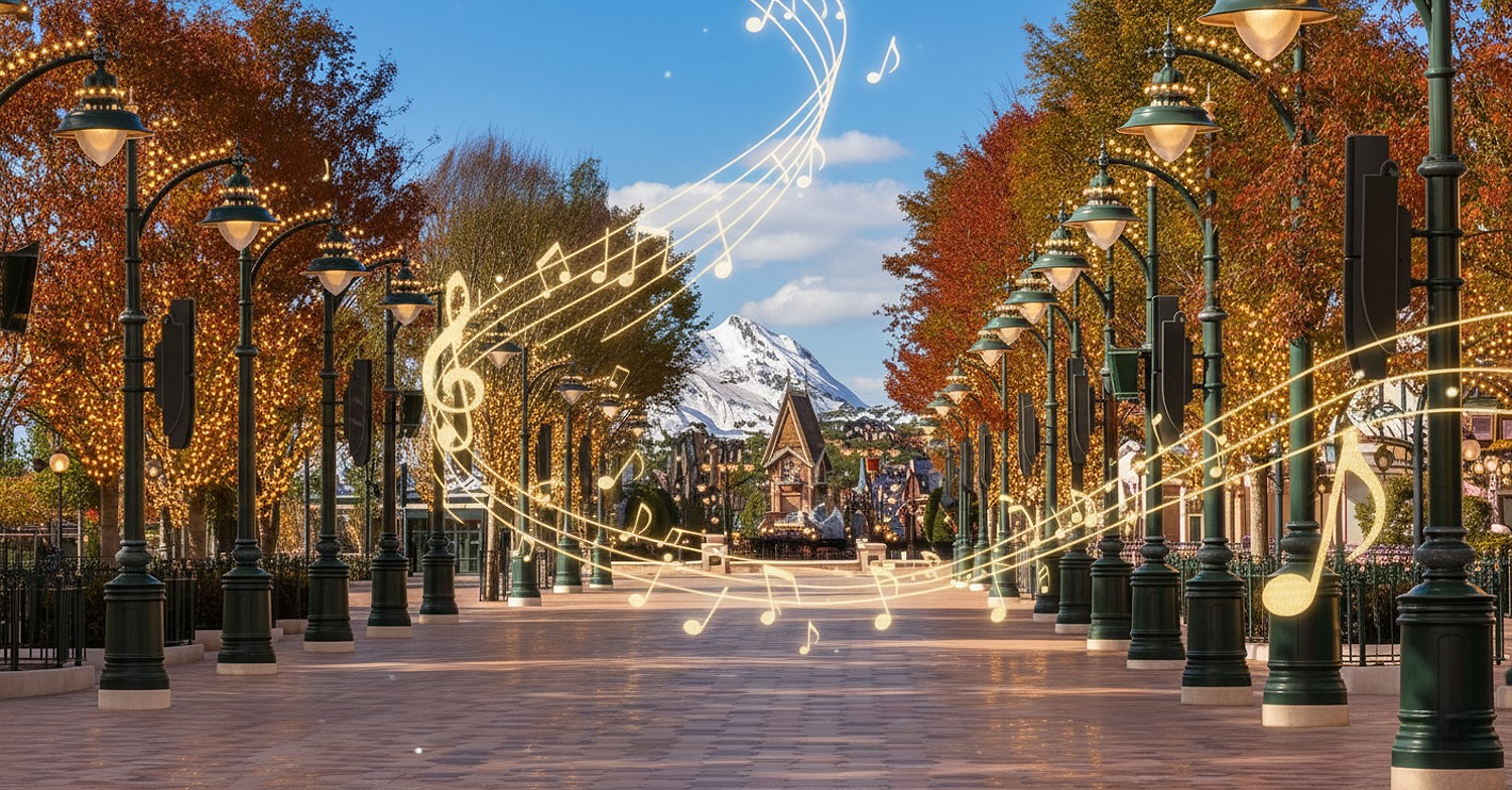 Visualisierung von Musik, die über den Adventure Way schwebt Visualisierung von Musik, die über den Adventure Way schwebt