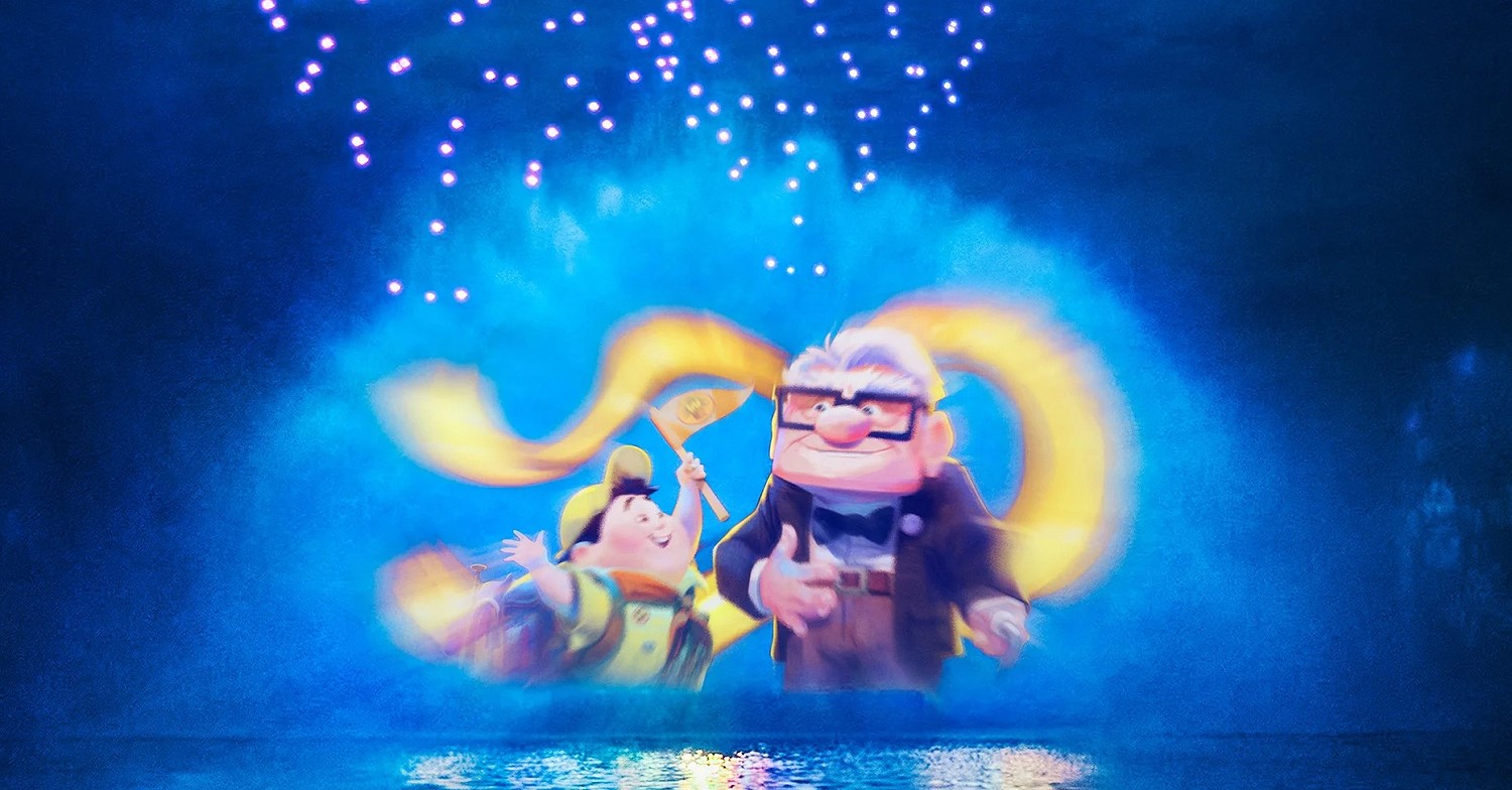 Oben Cascade of Lights Oben-Szene mit Carl Fredricksen und Russel bei Disney Cascade of Lights