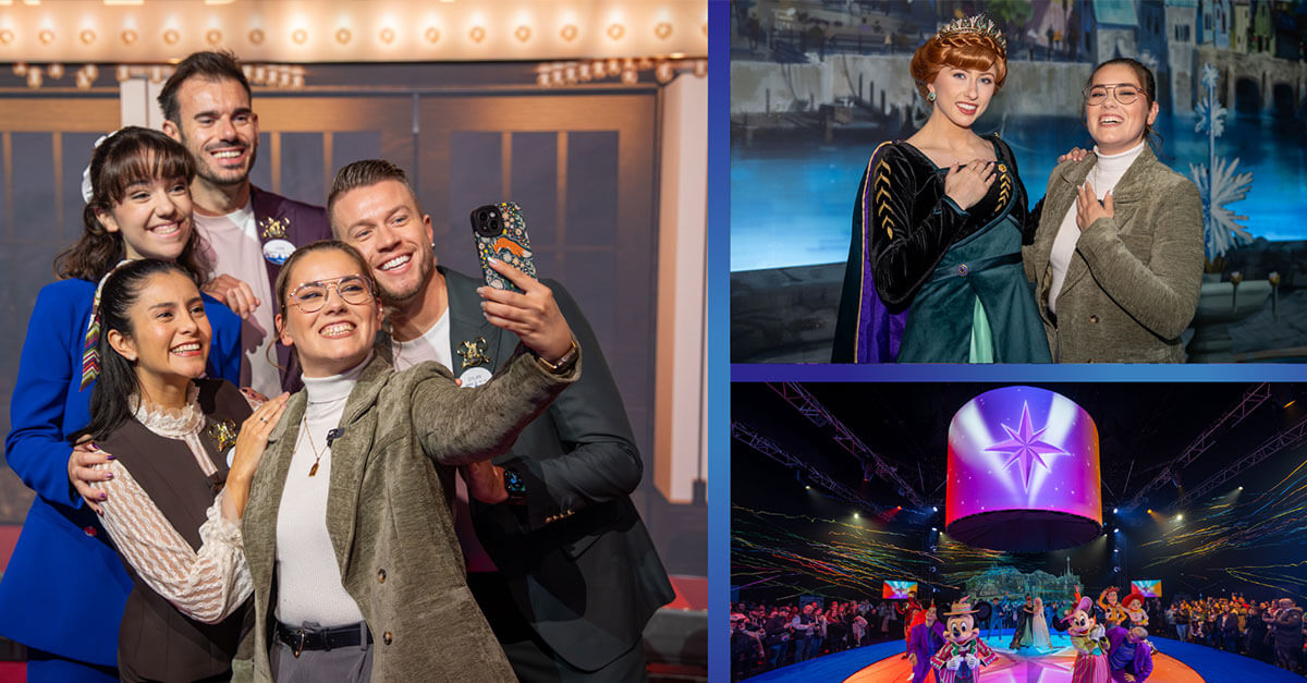 Disney Adventure World Cast Preview-Gruppe posiert für ein Selfie