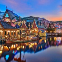 Olaf und die World Of Frozen bei Dämmerung