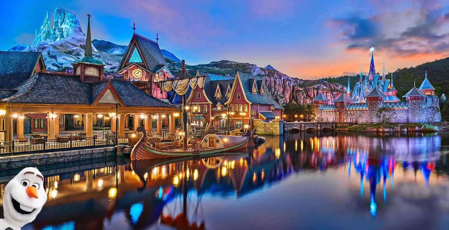 Olaf und die World Of Frozen bei Dämmerung