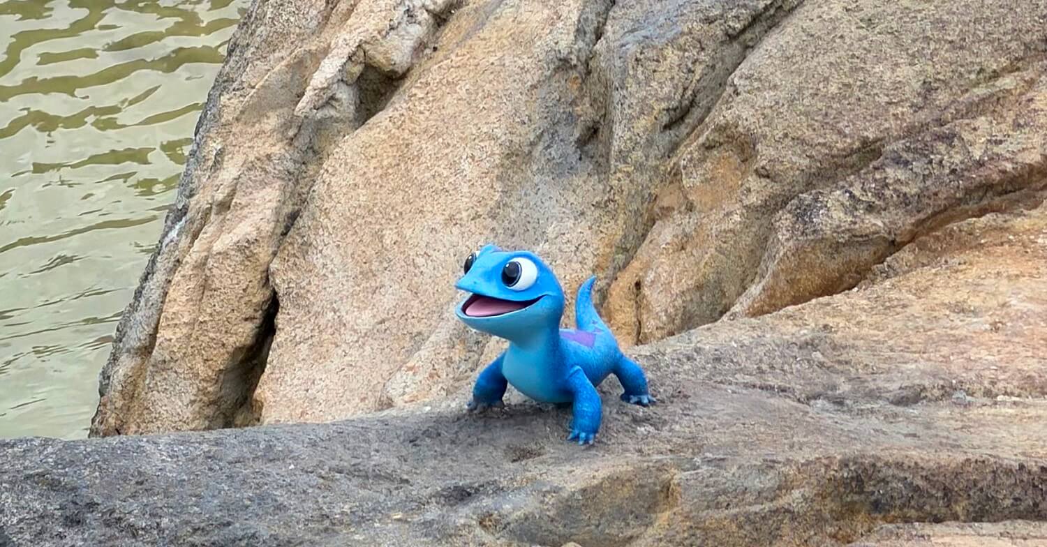 Bruni aus Frozen sitzt auf einem Felsen