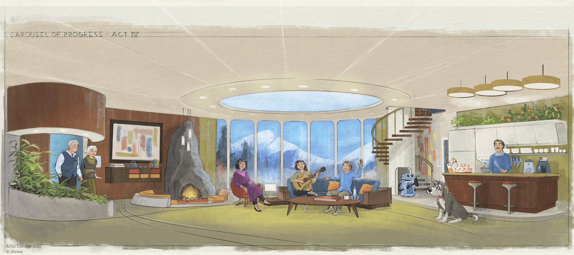 Vollständiges Concept Art der neuen Schlussszene für das Carousel of Progress