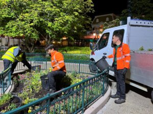 Alte Plfanzen werden von den Ga-La-Bauern aus dem Beet entfernt