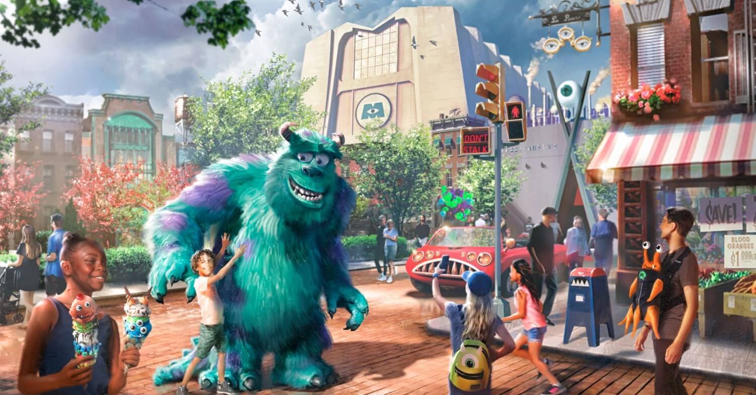 Monstropolis Konzeptzeichnung für Monstropolis in Walt Disney World: Sulley in den Straßen der Stadt