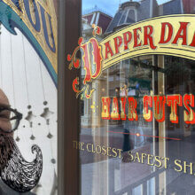 Ein Blick in den Spiegel bei Dapper Dan's Hair Cuts