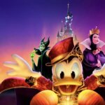 Halloween Werbegrafik für Disneyland Paris mit Donal Duck und Malefiencent sowie der Bösen Königin